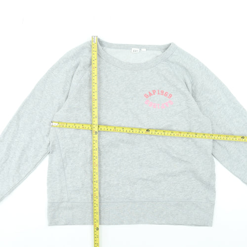 GAP Women Grey Crew Neck Pullover Sweatshirt L Cotton Blend Casual