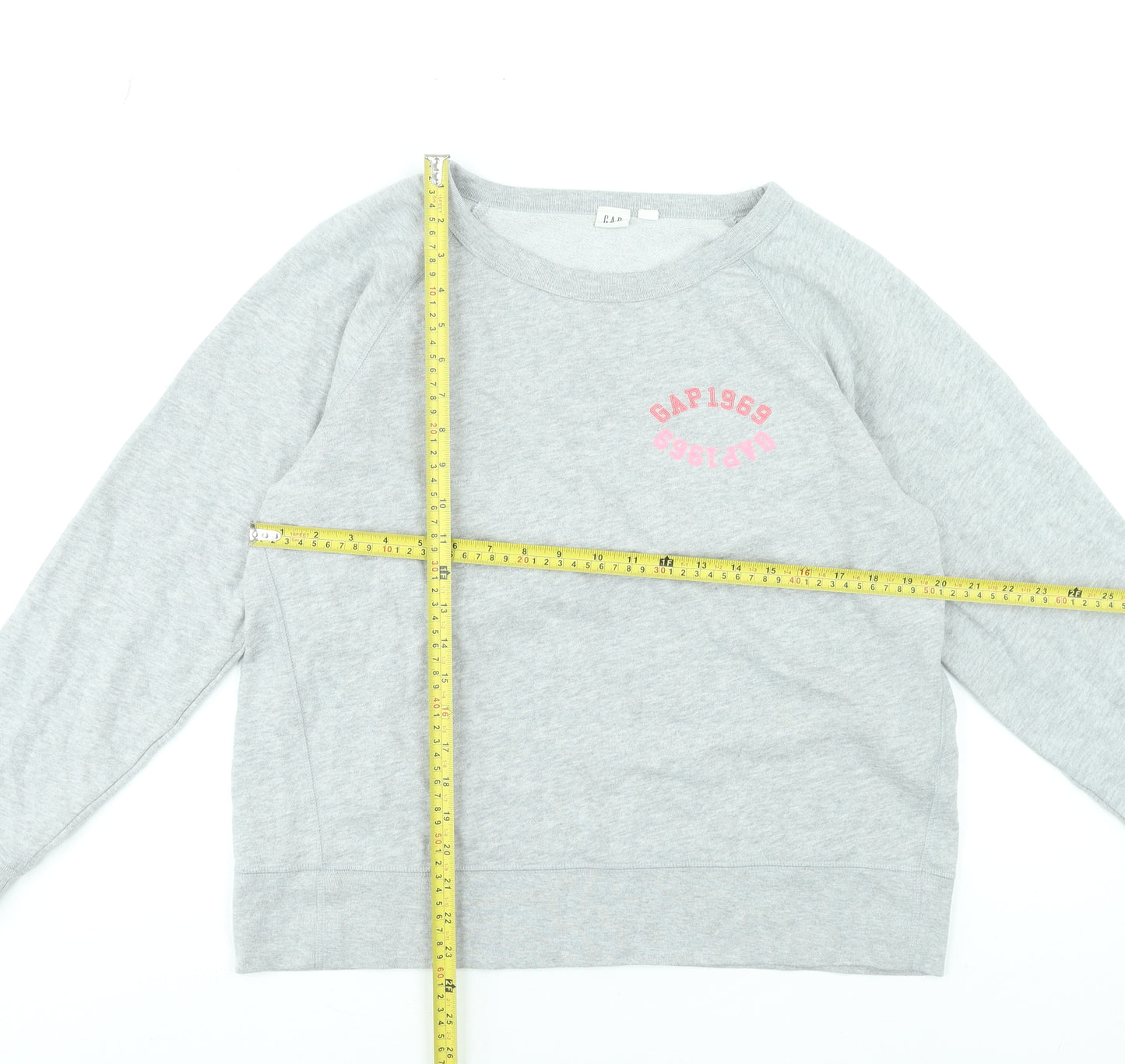 GAP Women Grey Crew Neck Pullover Sweatshirt L Cotton Blend Casual
