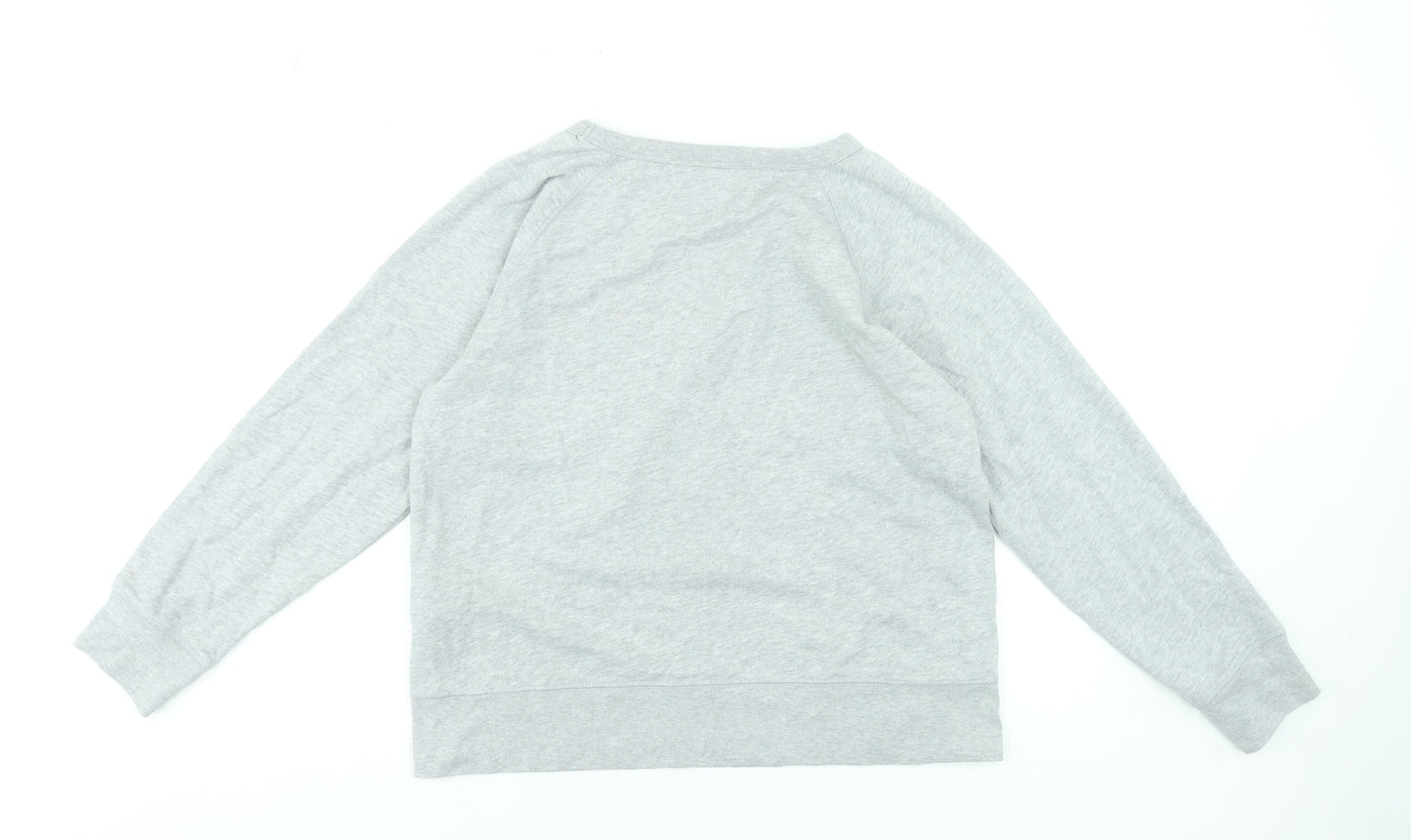 GAP Women Grey Crew Neck Pullover Sweatshirt L Cotton Blend Casual