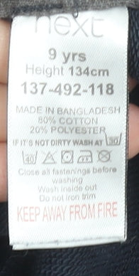 Next Boys Black Hoodie 9 Years Pullover Cotton Blend Casual