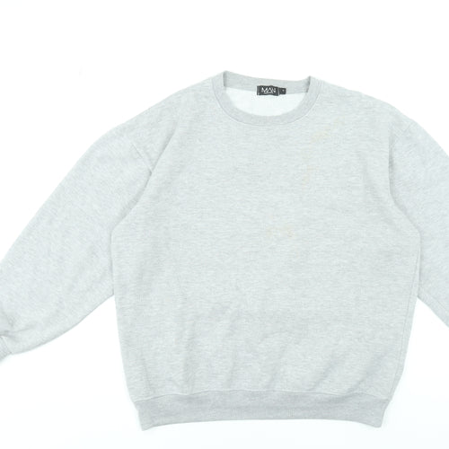 boohooMAN Men's Grey Sweatshirt Size S Regular Fit Crew Neck Pullover