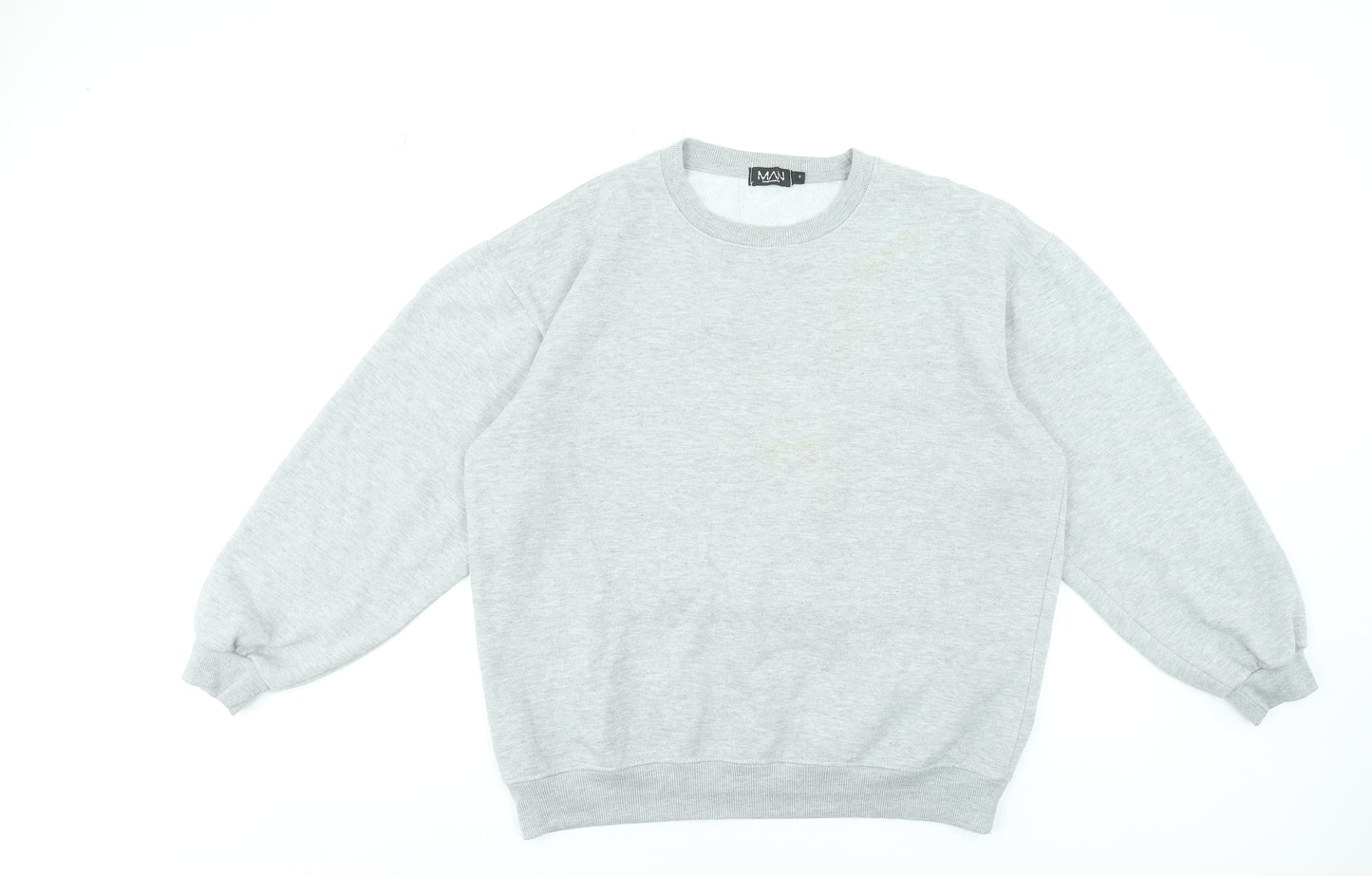 boohooMAN Men's Grey Sweatshirt Size S Regular Fit Crew Neck Pullover