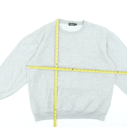 boohooMAN Men's Grey Sweatshirt Size S Regular Fit Crew Neck Pullover
