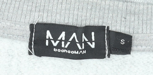 boohooMAN Men's Grey Sweatshirt Size S Regular Fit Crew Neck Pullover