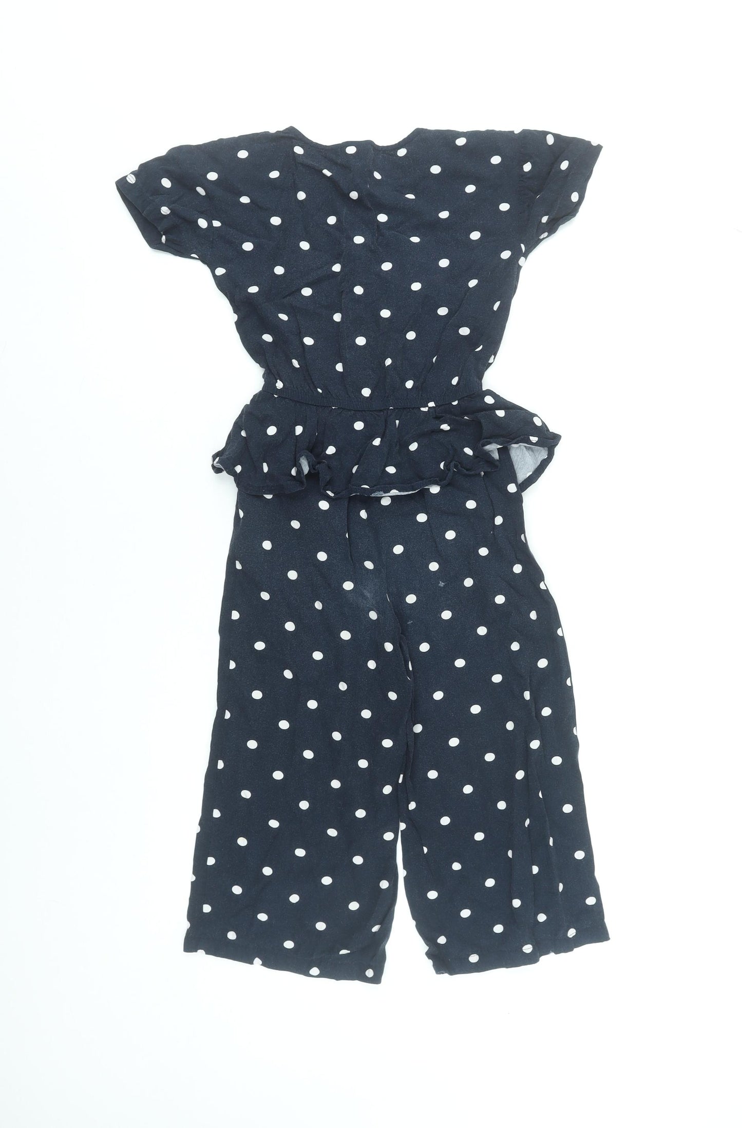 Name It Girls Blue Polka Dot Short Sleeve Viscose Jumpsuit 7 Years