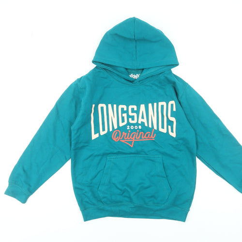 Longsands Boys Blue Pullover Hoodie Size L Cotton Blend Graphic Print