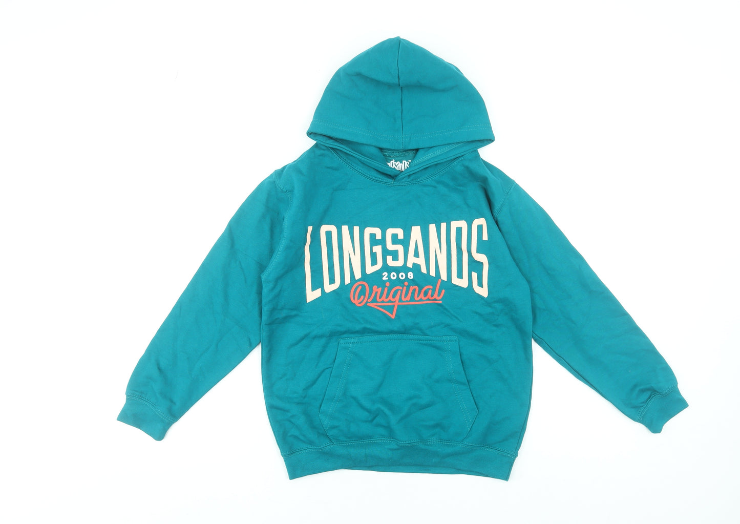 Longsands Boys Blue Pullover Hoodie Size L Cotton Blend Graphic Print