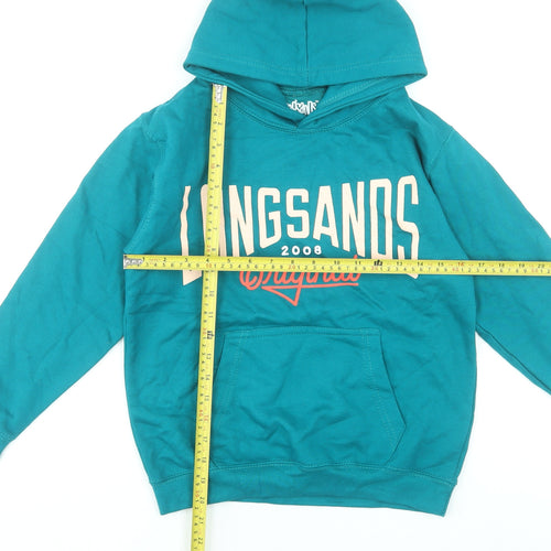 Longsands Boys Blue Pullover Hoodie Size L Cotton Blend Graphic Print