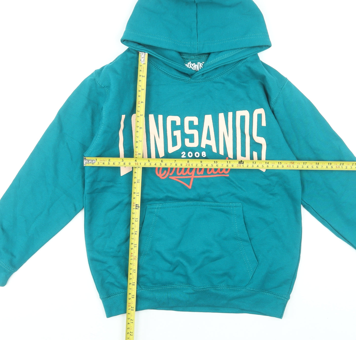 Longsands Boys Blue Pullover Hoodie Size L Cotton Blend Graphic Print