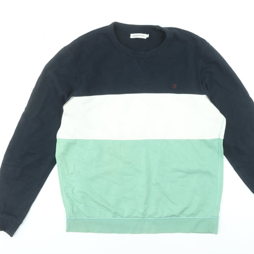 Farah 1920 Men's Multicoloured Crew Neck XL Striped Cotton Sweatshirt