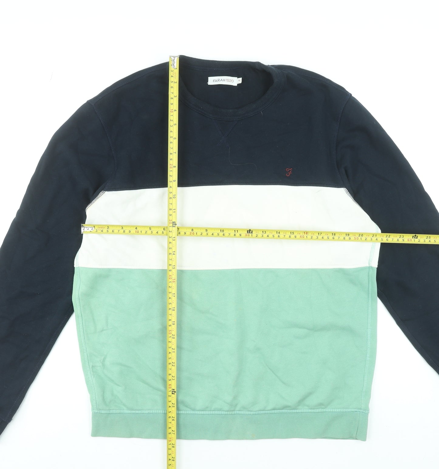 Farah 1920 Men's Multicoloured Crew Neck XL Striped Cotton Sweatshirt