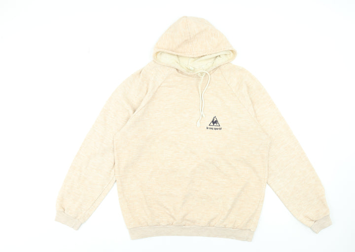 Le Coq Sportif Womens Beige Hoodie Size M Cotton Blend Logo Sweatshirt