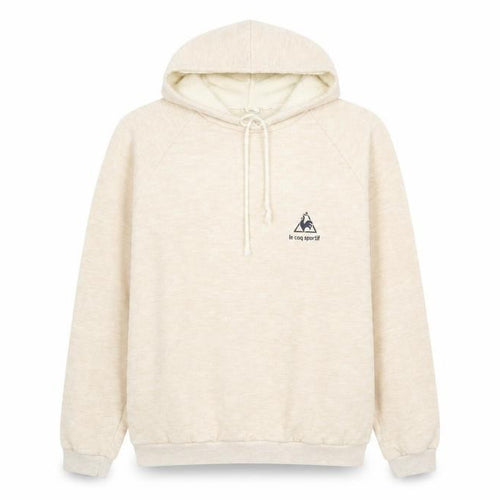 Le Coq Sportif Womens Beige Hoodie Size M Cotton Blend Logo Sweatshirt