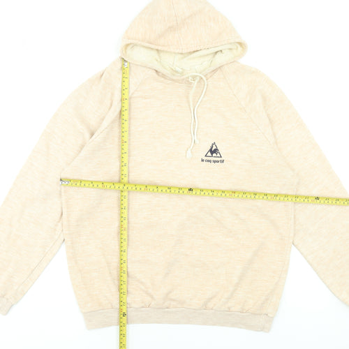 Le Coq Sportif Womens Beige Hoodie Size M Cotton Blend Logo Sweatshirt