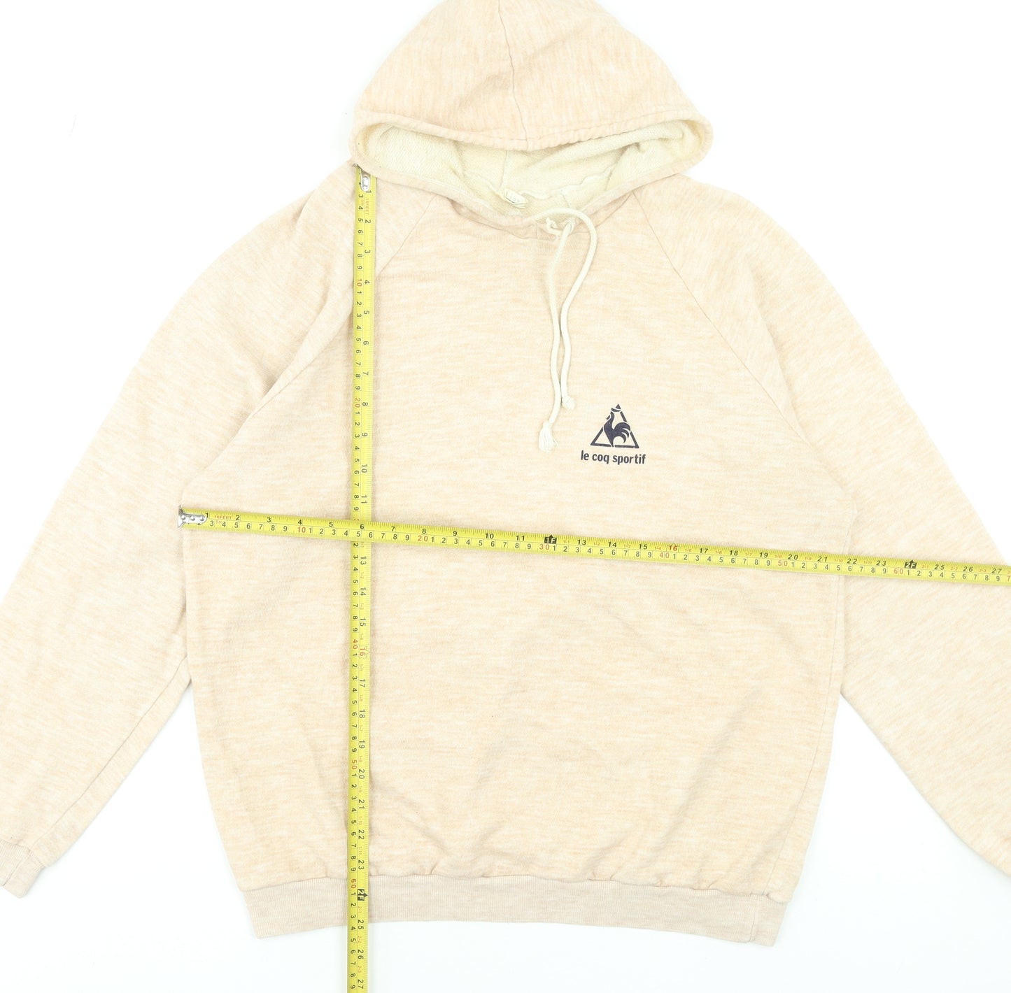 Le Coq Sportif Womens Beige Hoodie Size M Cotton Blend Logo Sweatshirt