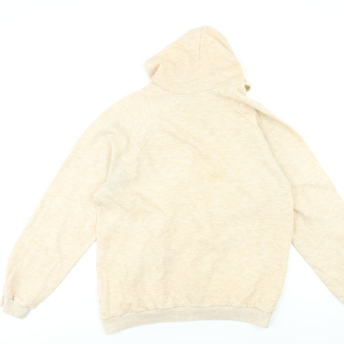 Le Coq Sportif Womens Beige Hoodie Size M Cotton Blend Logo Sweatshirt