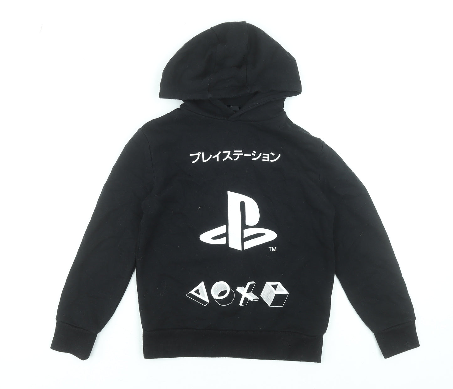 PlayStation Boys Black Pullover Hoodie 8-9 Years Cotton Blend Gamer Style