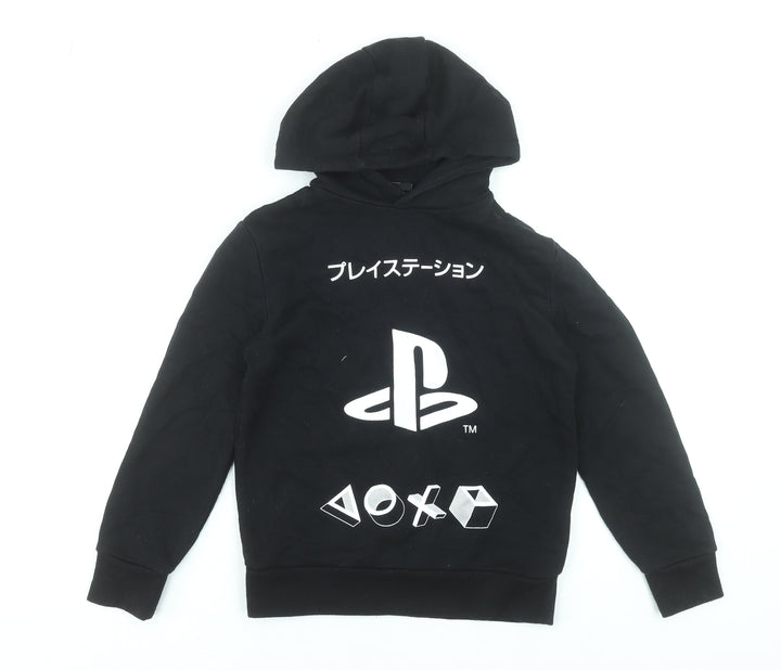 PlayStation Boys Black Pullover Hoodie 8-9 Years Cotton Blend Gamer Style