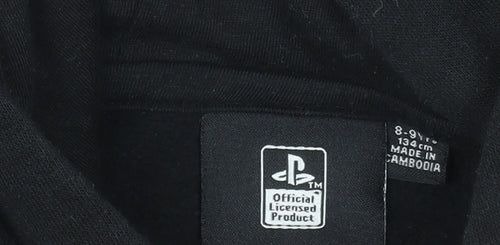 PlayStation Boys Black Pullover Hoodie 8-9 Years Cotton Blend Gamer Style