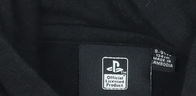 PlayStation Boys Black Pullover Hoodie 8-9 Years Cotton Blend Gamer Style