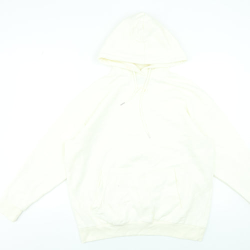 Boohoo Women Ivory Pullover Hoodie Small Relaxed Fit Casual
