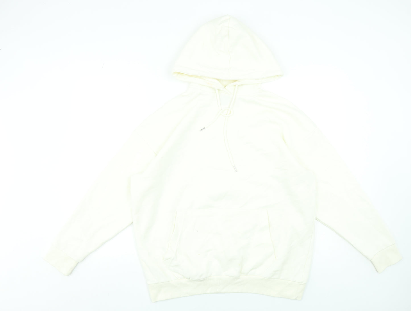 Boohoo Women Ivory Pullover Hoodie Small Relaxed Fit Casual