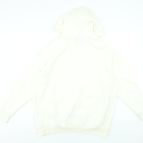 Boohoo Women Ivory Pullover Hoodie Small Relaxed Fit Casual