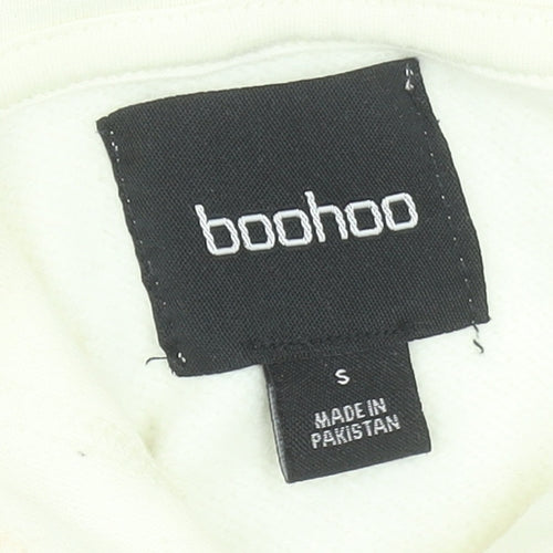 Boohoo Women Ivory Pullover Hoodie Small Relaxed Fit Casual