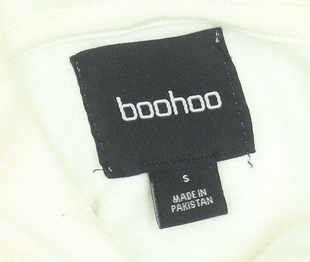 Boohoo Women Ivory Pullover Hoodie Small Relaxed Fit Casual