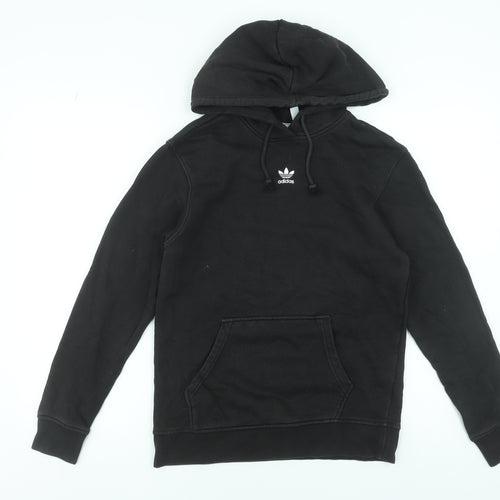 Adidas Womens Black 10 Pullover Hoodie Cotton Hooded Sweatshirt