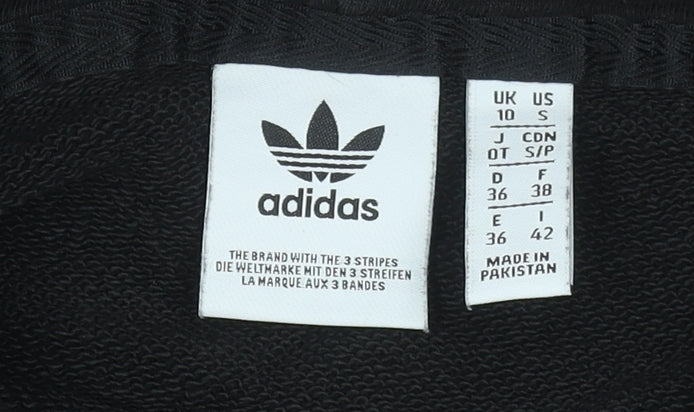 Adidas Womens Black 10 Pullover Hoodie Cotton Hooded Sweatshirt