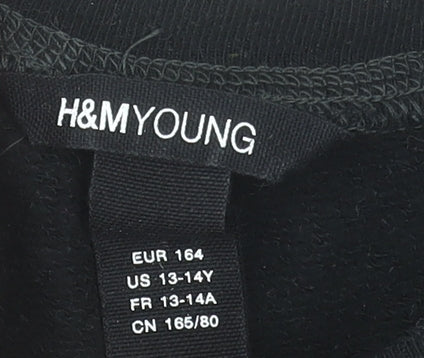 H&M Boys Black Graphic Dragon Pullover Sweatshirt 14 Years Cotton