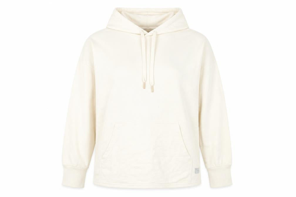 Front view of Dash women’s beige, size UK 14, pullover hoodie sweatshirt