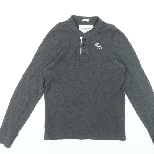 Abercrombie & Fitch Men’s Grey Long Sleeve Henley T-Shirt Size L
