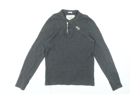 Abercrombie & Fitch Men’s Grey Long Sleeve Henley T-Shirt Size L