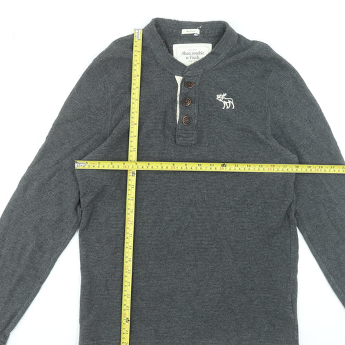 Abercrombie & Fitch Men’s Grey Long Sleeve Henley T-Shirt Size L
