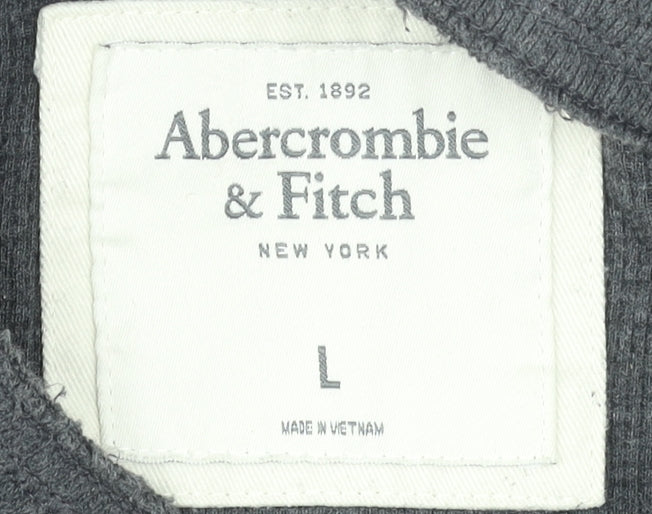 Abercrombie & Fitch Men’s Grey Long Sleeve Henley T-Shirt Size L