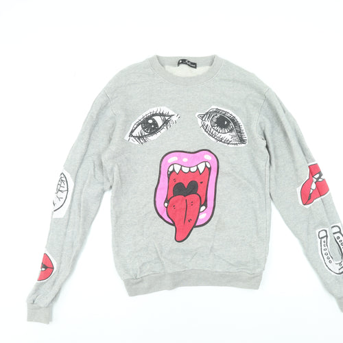 Influence Womens Grey Graphic Print Crew Neck Sweatshirt Size 12
