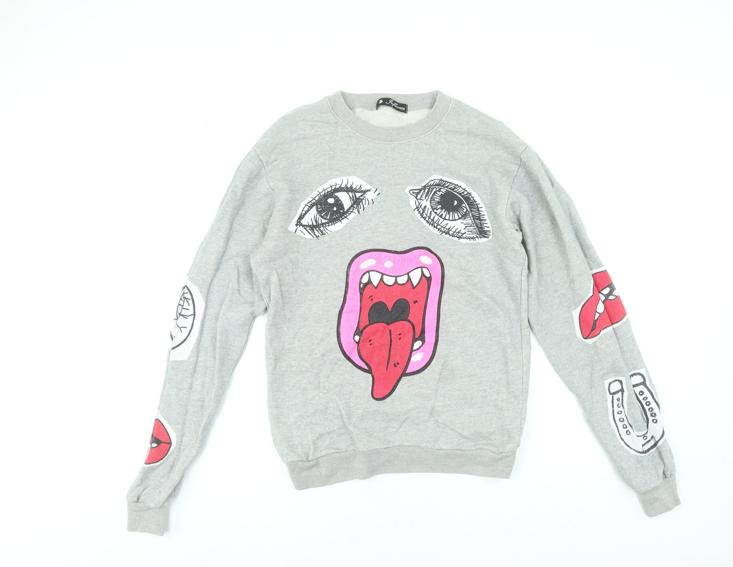 Influence Womens Grey Graphic Print Crew Neck Sweatshirt Size 12