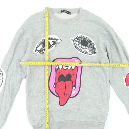 Influence Womens Grey Graphic Print Crew Neck Sweatshirt Size 12