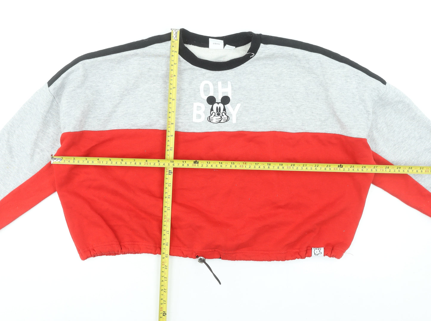 Disney Women’s Grey Red Mickey Mouse Pullover Sweatshirt Size M 12/14