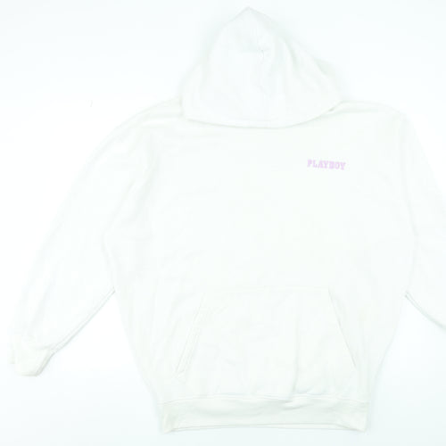 Playboy x Missguided White Oversized Hoodie Women Size 6 Graphic Print