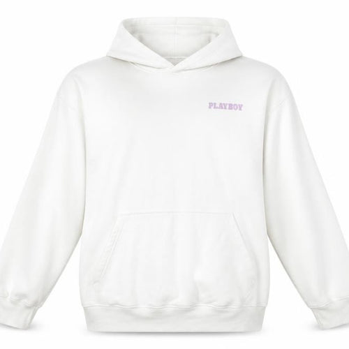 Playboy x Missguided White Oversized Hoodie Women Size 6 Graphic Print