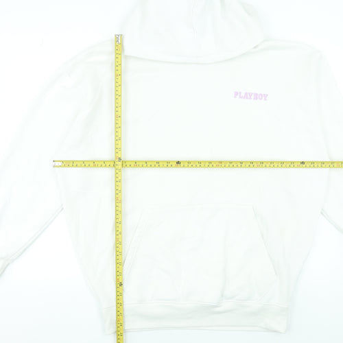 Playboy x Missguided White Oversized Hoodie Women Size 6 Graphic Print