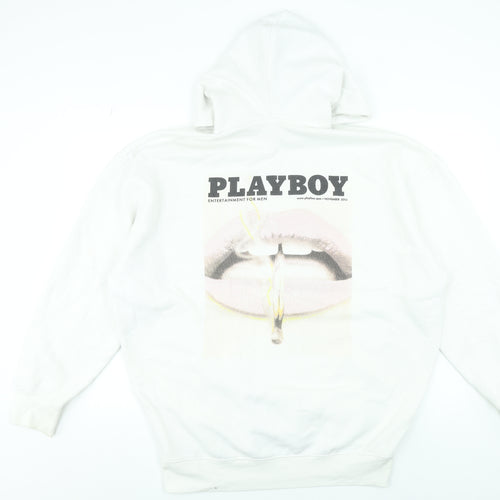 Playboy x Missguided White Oversized Hoodie Women Size 6 Graphic Print