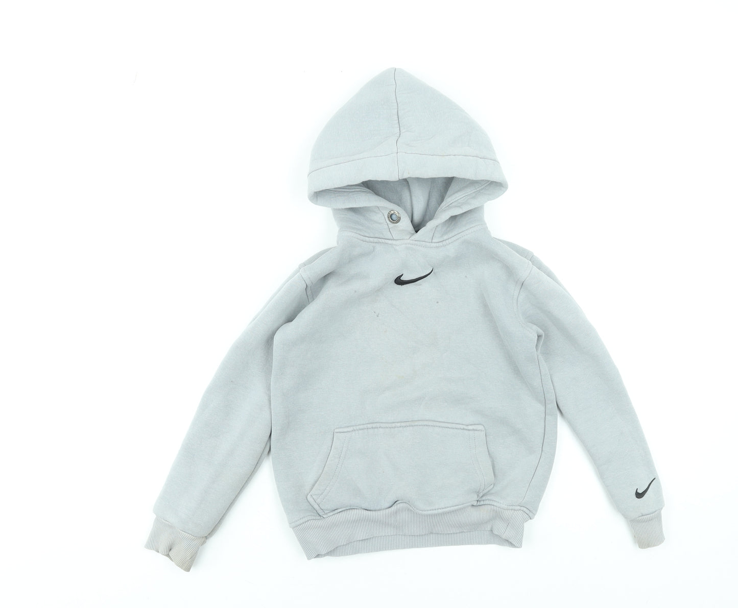 Nike Boys Grey Pullover Hoodie 134-140cm Cotton Logo Sportswear