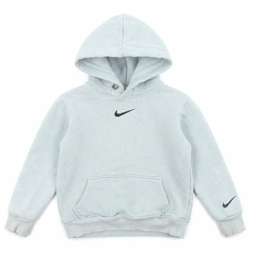 Nike Boys Grey Pullover Hoodie 134-140cm Cotton Logo Sportswear