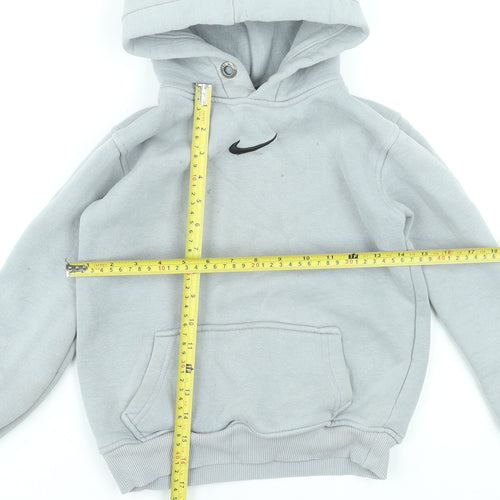 Nike Boys Grey Pullover Hoodie 134-140cm Cotton Logo Sportswear