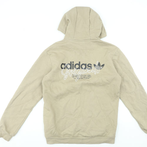 Adidas Originals Men's Beige Pullover Hoodie Size S Fleece Graphic