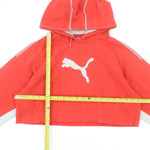 Puma Womens Red Cropped Hoodie UK Size 10-12 Cotton Blend